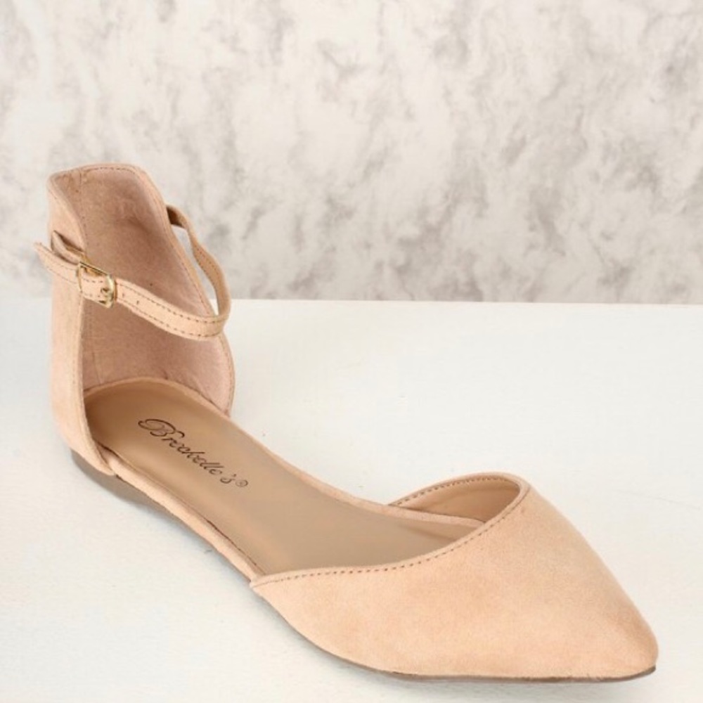 Natural Ankle Strap pointy toe casual flats